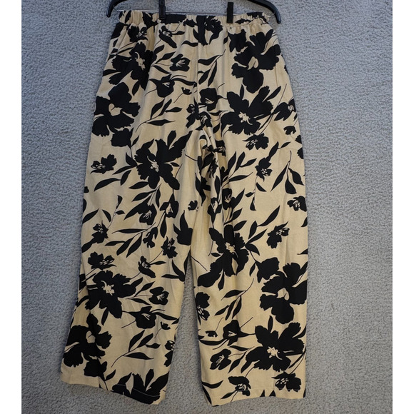 Emery Rose Womens Tan Black Floral Wide Leg Pants XL Regular - Picture 10 of 10